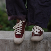 休闲女鞋 慢慢变蓝原创 硫化工艺亚麻棉低帮百搭帆布鞋 小众新款 荼