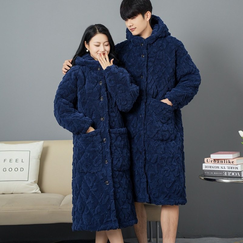 新款情侣加厚三层夹棉珊瑚绒长款睡衣冬季睡袍连帽大码家居服浴袍,女士内衣/男士内衣/家居服,睡袍/浴袍,淘宝优惠券,粉丝福利购,淘宝优惠卷
