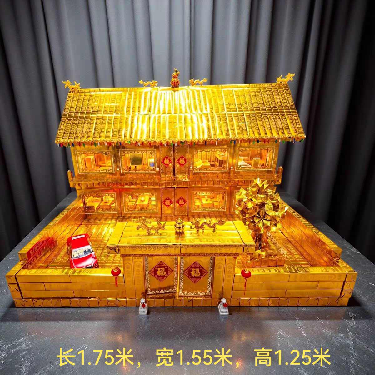 豪华别墅大二层带院房子半成品纸制品材料包送教程含家具五七周年