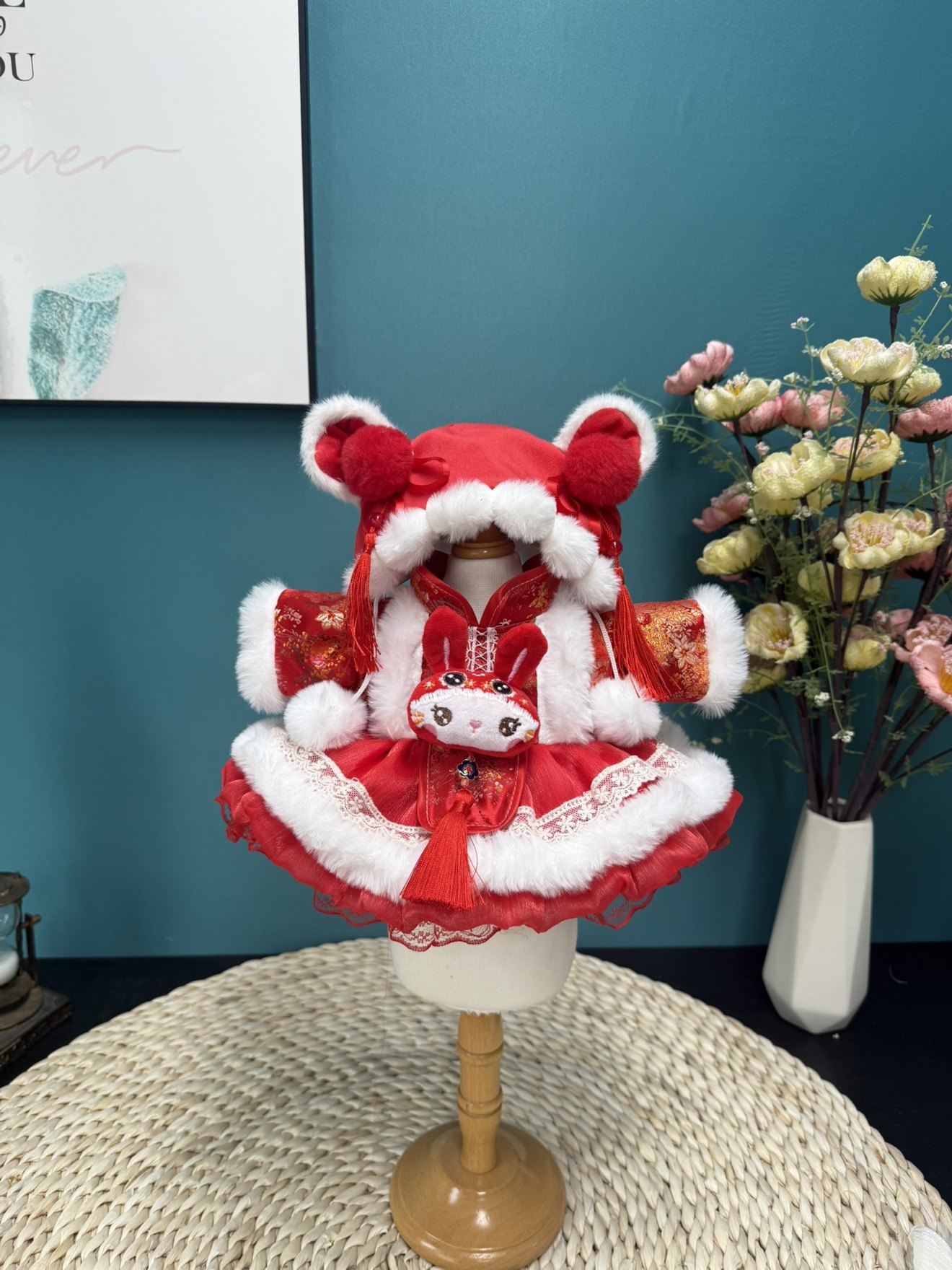 原创手工红色过年裙子13英寸星黛露40cm棉花娃娃衣服大头裙公主裙,模玩/动漫/周边/娃圈三坑/桌游,棉花娃娃/毛绒玩具娃衣,淘宝优惠券,粉丝福利购,淘宝优惠卷