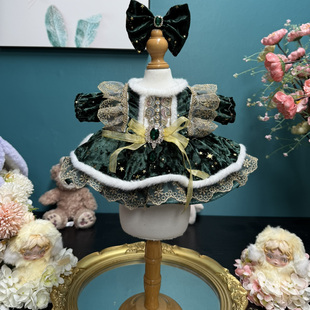 圣诞节快乐40cm娃衣金丝绒圣诞绿公主裙饼饼裙星黛露玲娜贝儿着替