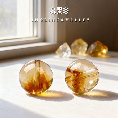 天然黄塔晶散珠手链黄水晶转运单珠DIY手串男女招财手饰串珠配件