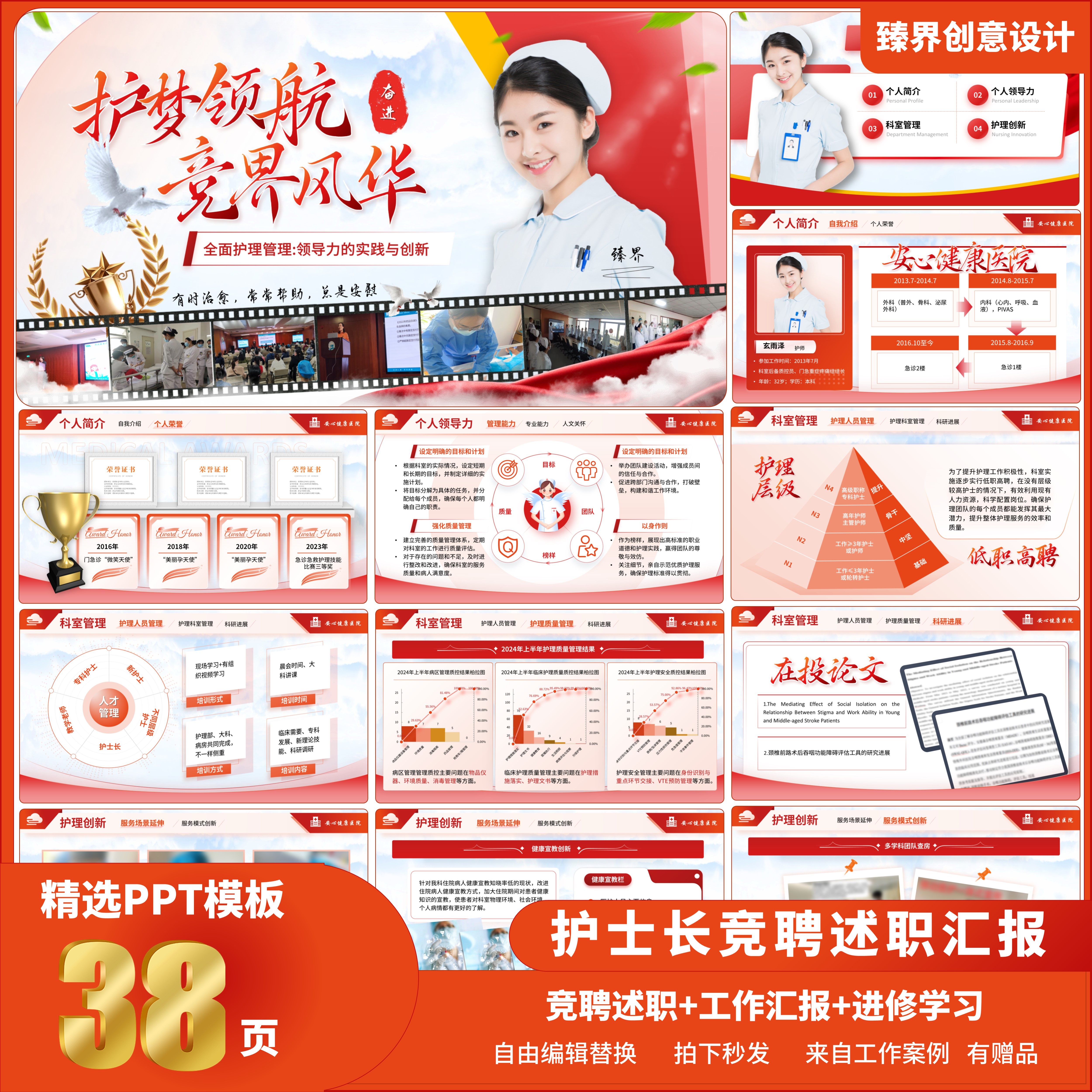 护士长竞聘竞选述职汇报PPT模板演讲年终总结医疗医护晋升,商务/设计服务,设计素材/源文件,淘宝优惠券,粉丝福利购,淘宝优惠卷