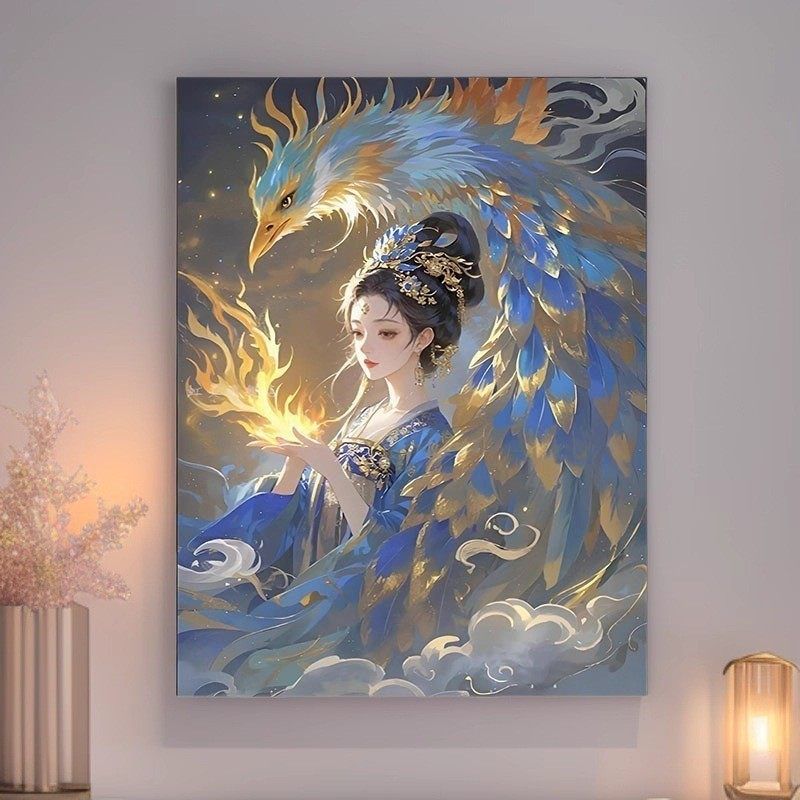 30*40山海经数字油画手工diy涂色填充手绘油画高级感治愈系装饰画