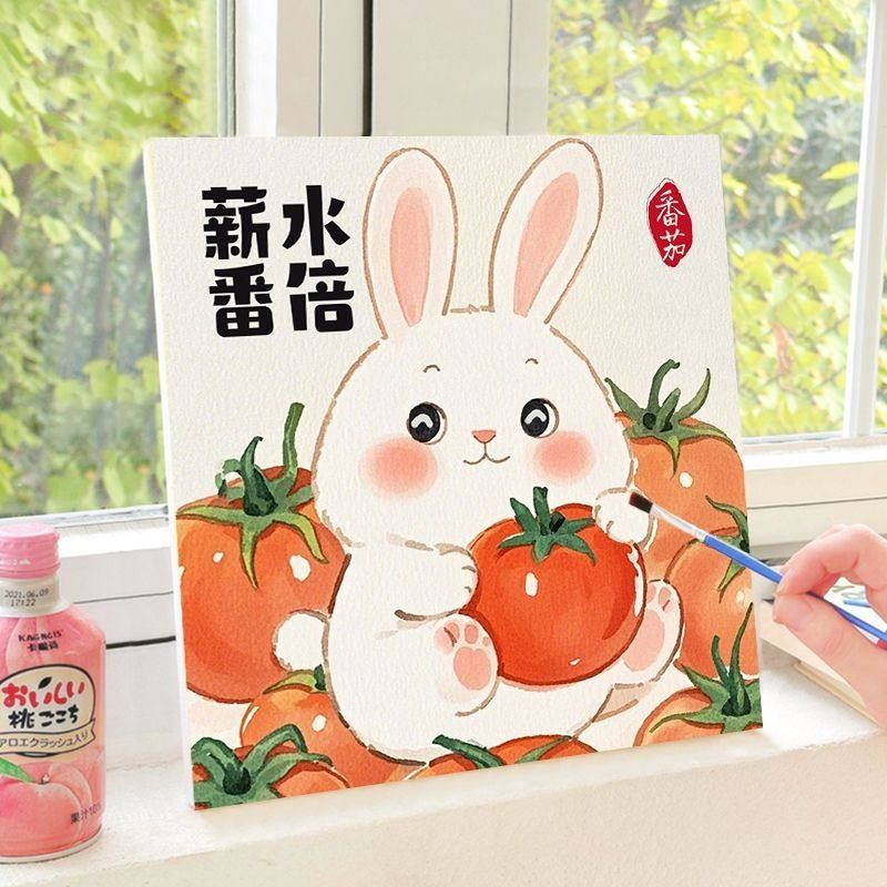 数字油画diy填色水果画画儿童手工手绘丙烯填充油彩装饰新款礼物图片