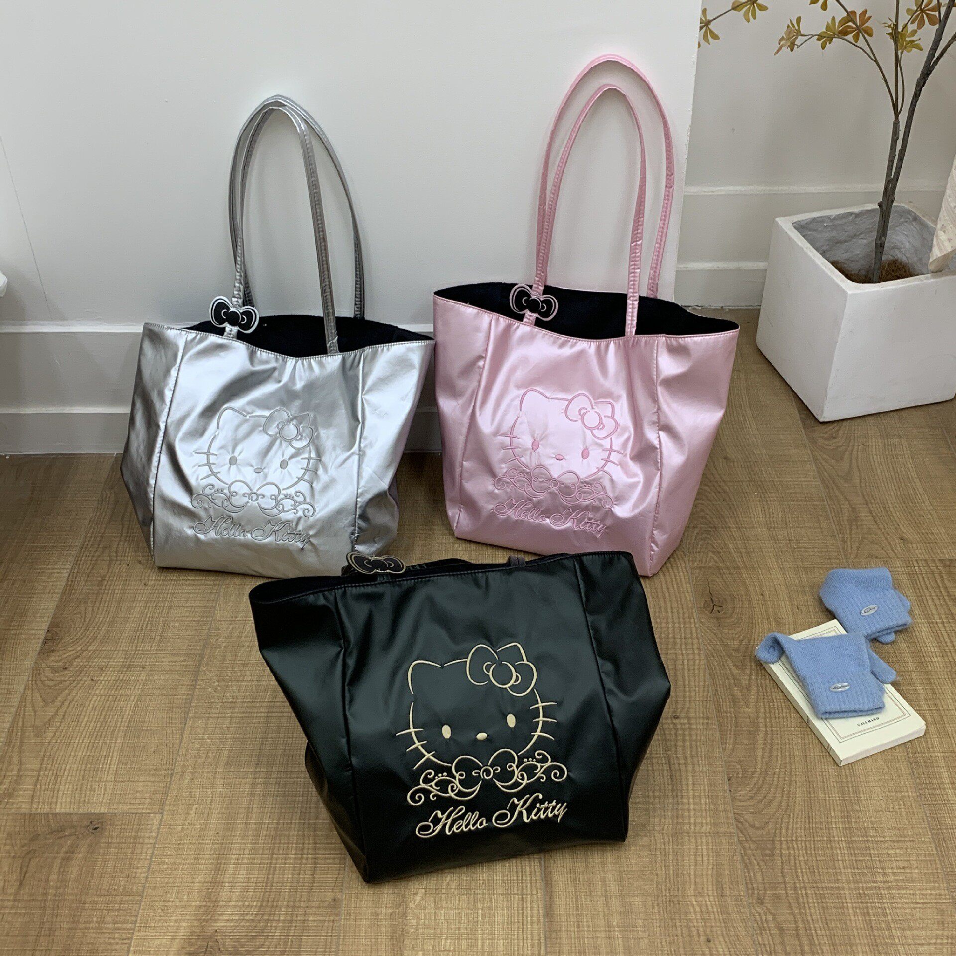 千禧风kitty猫刺绣慵懒风单肩包