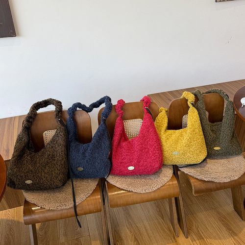 日韩毛绒慵懒风小众百搭托特包女