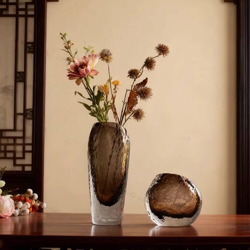 新款轻奢水纹渐变琉璃花器样板间水培器皿花瓶玻璃高级感摆件包邮