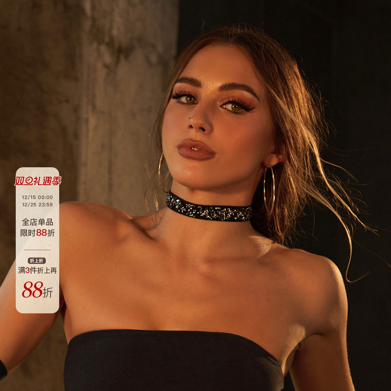 ZYM【碎星轨迹】脖套高弹钩扣式拉丁舞服配饰配件项圈/腿环NL03