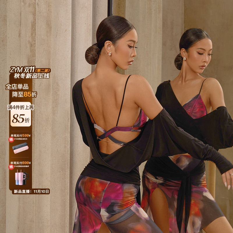 ZYM【千禧复兴】上衣两件套罩衫小吊带拉丁舞蹈练功服女成人25063