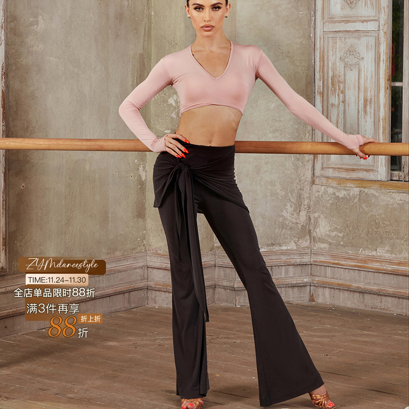 ZYM【Safety island】裤子遮臀设计拉丁舞练功服女喇叭裤24069