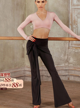 ZYM【Safety island】裤子遮臀设计拉丁舞练功服女喇叭裤24069