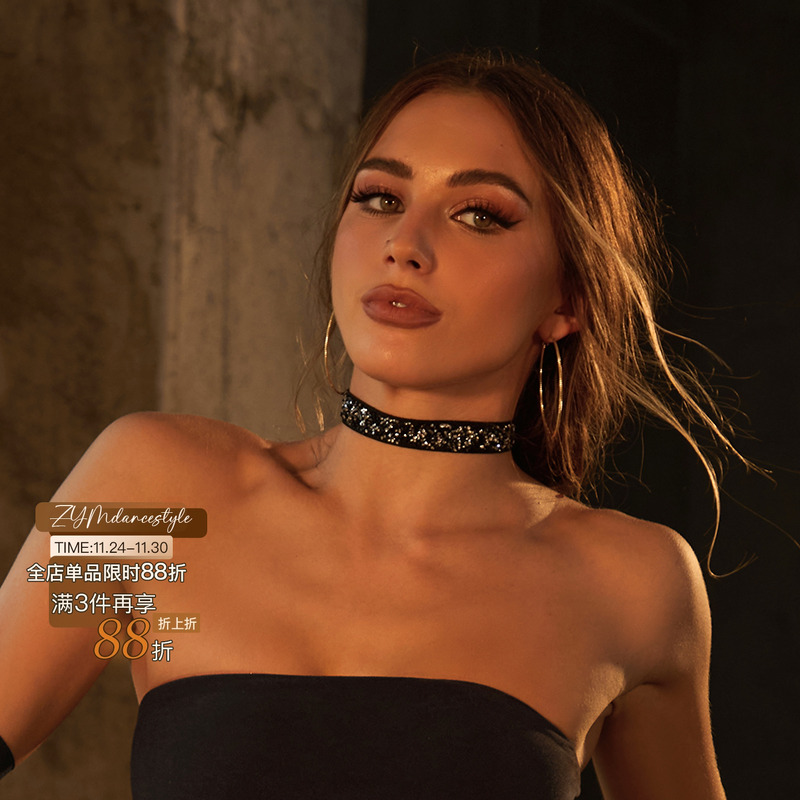 ZYM【碎星轨迹】脖套高弹钩扣式拉丁舞服配饰配件项圈/腿环NL03