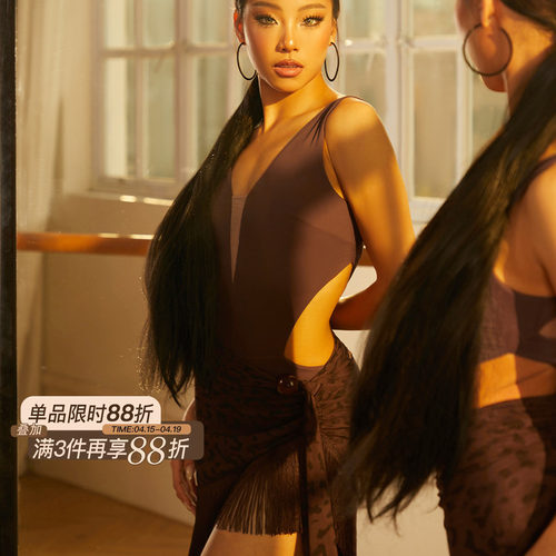 ZYM【Good 豹ning】半裙不规则拉丁舞练功服女假围裹设计26027