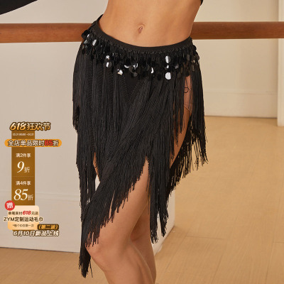 ZYM【Dance Party】半裙三角裙流苏拉丁舞蹈服开叉亮片腰头25110