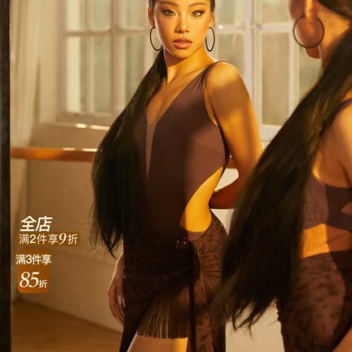 ZYM【Good 豹ning】半裙不规则拉丁舞练功服女假围裹设计26027