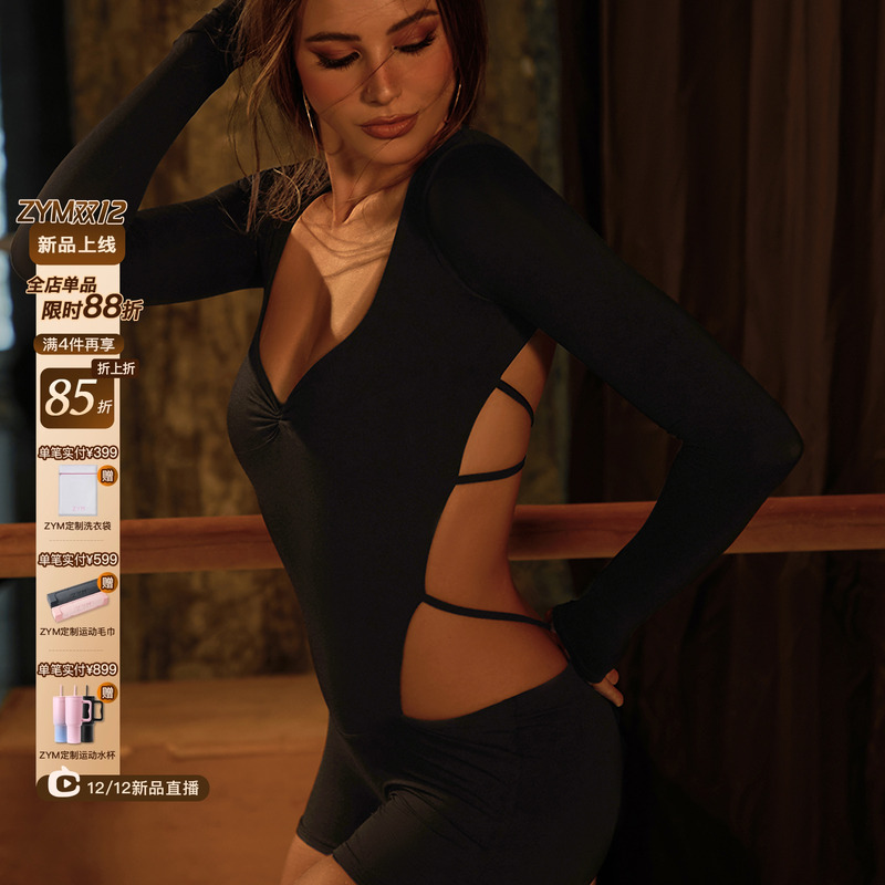 ZYM【Lykke】上衣方领连体拉丁舞日常练功服女沙漏裁剪显瘦25090