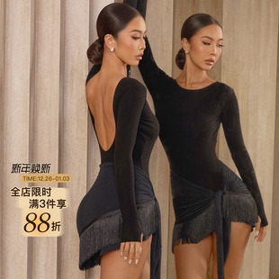ZYM【偏爱】半身裙一片式拉丁舞练功服女围裹式加密流苏裙24102