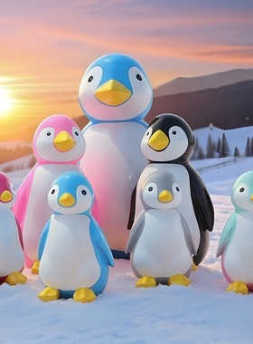 户外卡通企鹅玻璃钢雕塑摆件