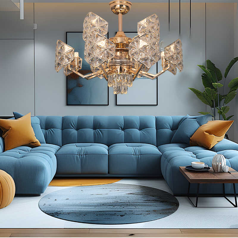 2024新款变频水晶双层客厅风扇灯