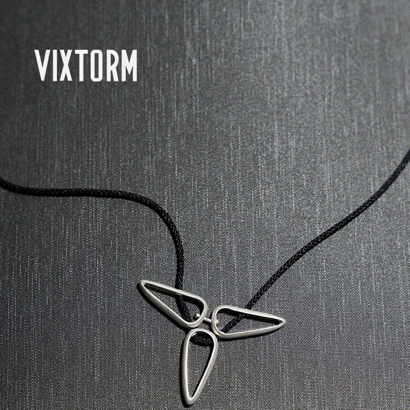 翮 Pennon纯银项链 VIXTORM原创简约对称有机流线S990银黑编织绳