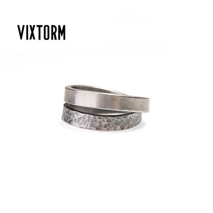VIXTORM®正品戒指 纯手工制Luca情侣款做旧S990足银锤纹戒指