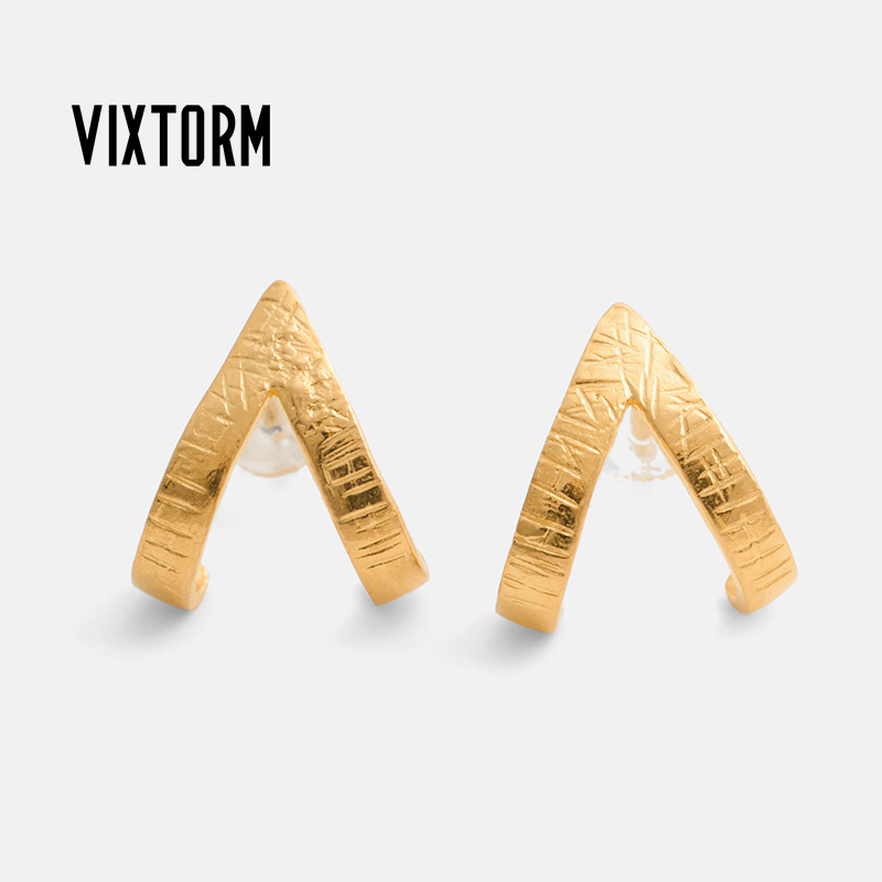 VIXTORM Picco “岫”24K纯金Au9999黄金耳钉原创设计配礼盒证书