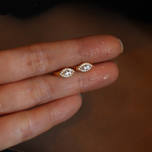 爆闪施华洛马眼钻直针耳圈女耳扣s925纯银精致感耳环巨好看耳垂钉