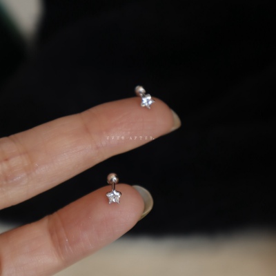 单只超闪五角星耳骨钉女螺丝拧扣高级感2025新款睡觉免摘耳钉女