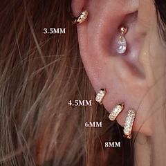 升级版！单只极小耳皮钉s925纯银镶钻小耳圈宽边耳骨环睡觉不用摘