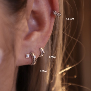 单只4.5MM 韩系蕾丝花边小耳骨耳圈纯银气质耳扣迷你耳皮钉小耳朵