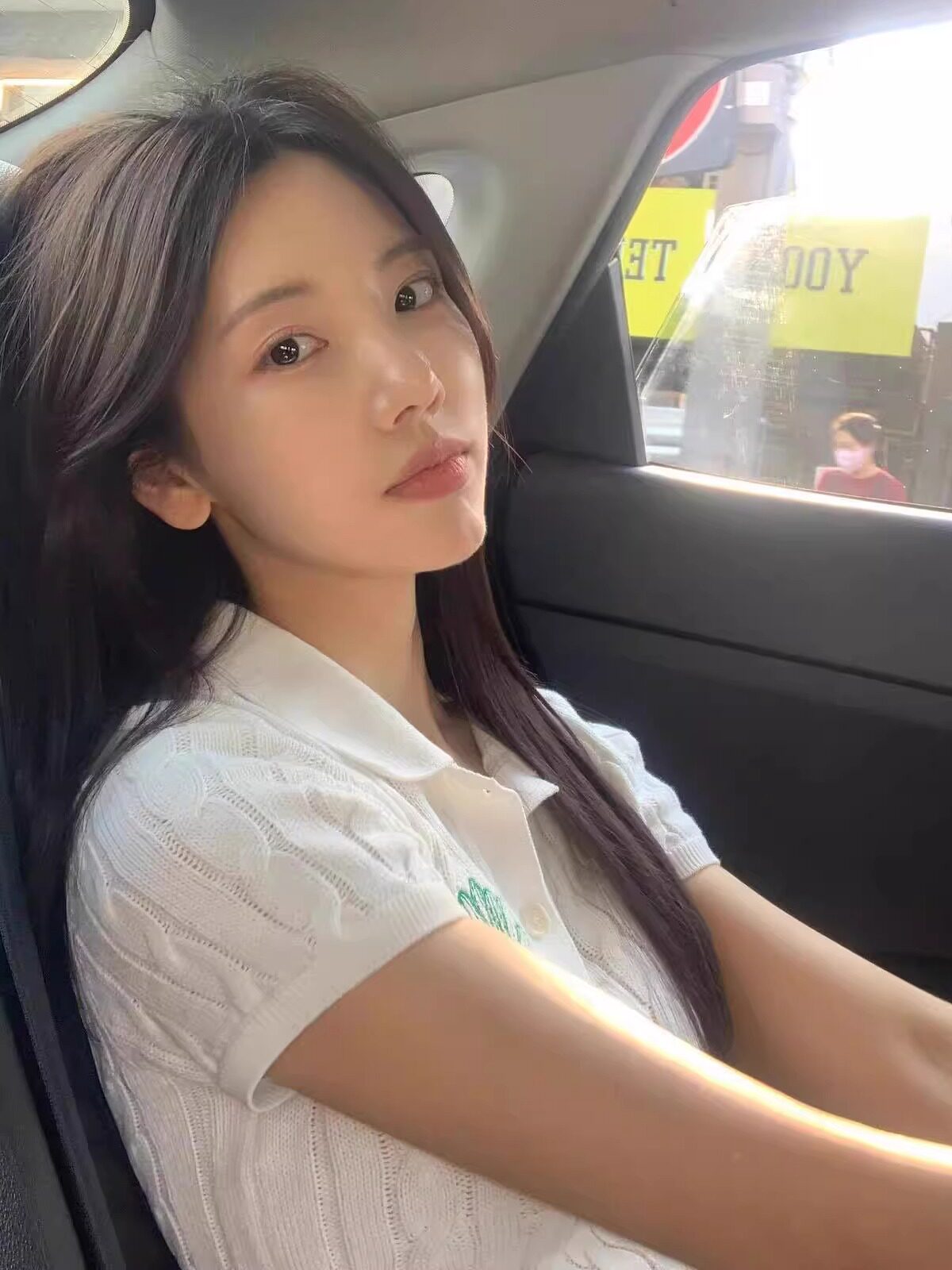 KOREAN WHITE DAISY FLOWER EMBROIDERY POLO NECK KNIT TOP WOMENS SPRING SUMMER VERSATILE SIMPLE T-SHIRT SHORT SLEEVE COTTON