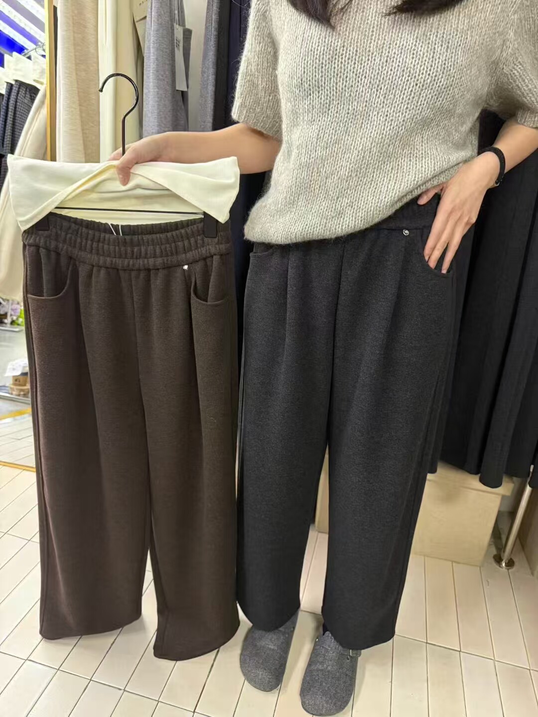 欧洲站2025秋冬新款欧货时尚百搭高腰显瘦直筒阔腿裤女休闲长裤子