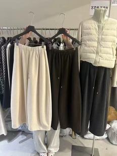 晴天sunny 873加绒加厚阔腿裤女2025秋冬新后口袋百搭宽松休闲裤