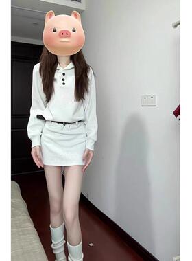 美式灰色连帽长袖卫衣连衣裙女2024新款赫本风法式韩系穿搭包臀裙