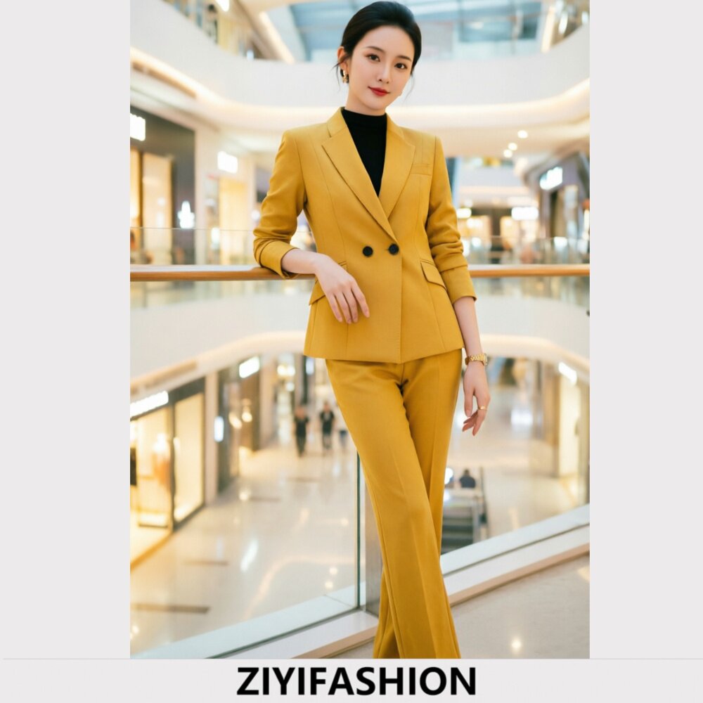 商务风西装套装女长袖双排扣职业正装修身高级感-V45456399T