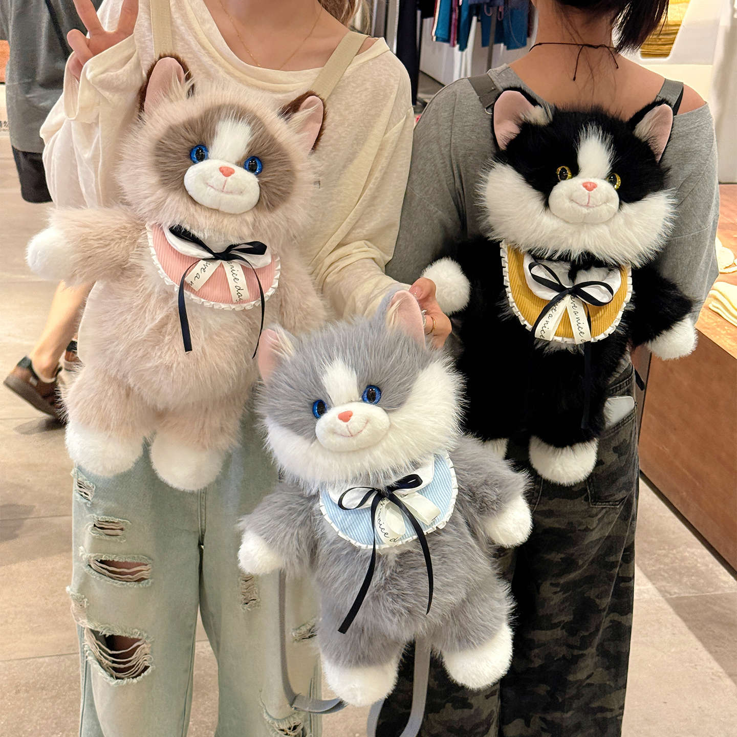 原创会跑步布偶猫咪玩偶毛绒双肩包布娃娃毛绒玩具送女生生日礼物