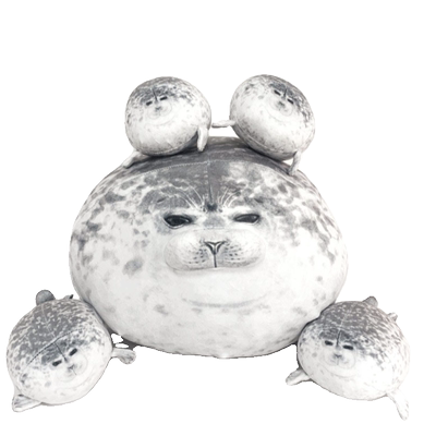 日本大阪仿真海豹一家公仔母子海豹玩偶抽象礼物人气软绵绵抱枕