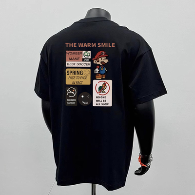 重磅纯棉潮牌美式字母T恤潮流痞帅印花男款夏季圆领宽松短袖1