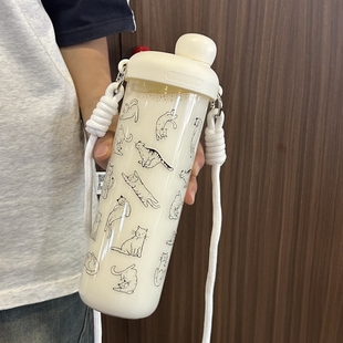 水杯玻璃杯女高颜值吸管学生泡茶新款双饮孕产妇住院可爱杯子ins