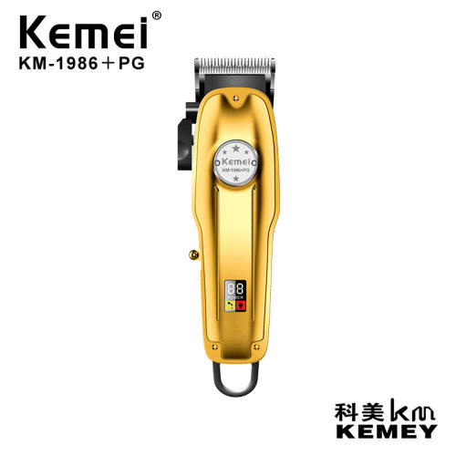 KM-1986+PG男士专业理发器剪大容量USB充电可调节定刀LCD显示屏