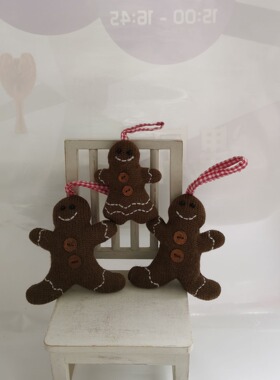 外贸出口HM创意手工针织姜饼人圣诞摆件挂件可爱复古乡村精美装饰