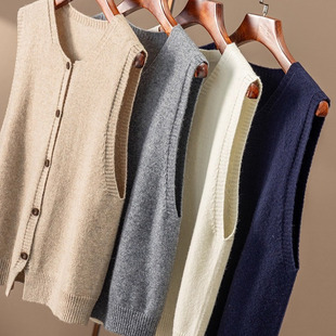 特 法柜无缝100羊毛圆领毛衣背心马甲外套女3Y49 D春天家 捡到宝