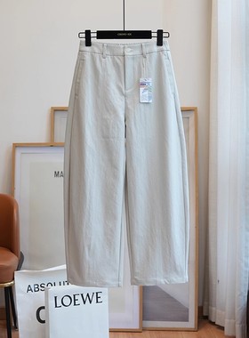 钛金棉挺括有型高腰宽松显瘦九分弯刀裤女阔腿休闲裤秋季新款A49C