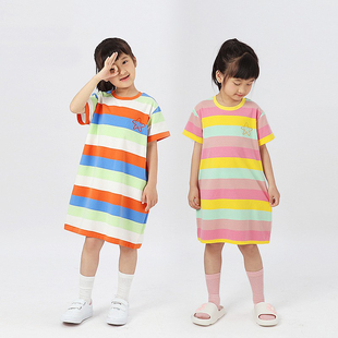 女童t恤裙夏季韩版洋气儿童纯棉连衣裙时尚女孩夏装中长款短袖T恤