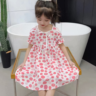 女孩连衣裙三岁夏季4新款5幼儿洋气小裙子六岁女童波点碎花公主裙