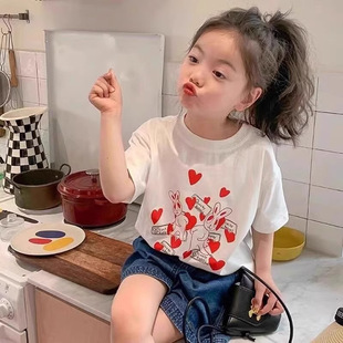 女孩t恤短袖2026夏季新款时尚洋气薄款半袖女童夏装休闲百搭上衣