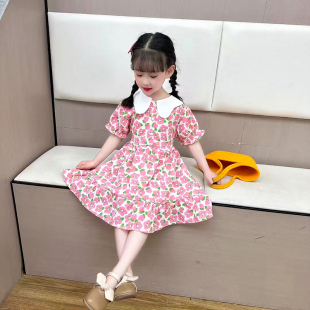 女童连衣裙夏季洋气4娃娃领5碎花公主裙三岁女孩衣服六岁夏装裙子