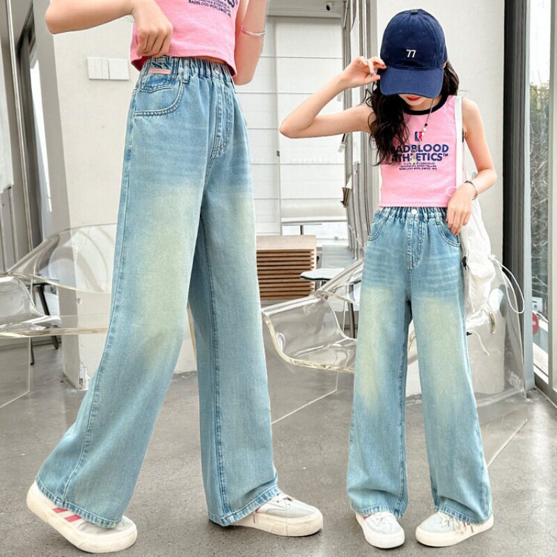 女童夏季裤子薄款时尚休闲女大童天丝阔腿裤韩版女孩夏天直筒裤