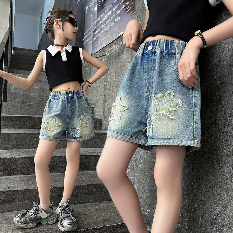 女童牛仔短裤夏季潮酷洋气儿童外穿薄款五分裤韩版女孩夏天裤子